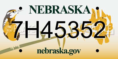 7H45352 Nebraska License Plate