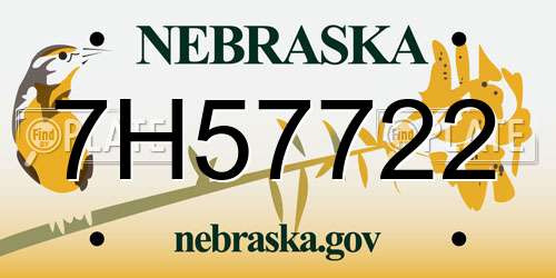7H57722 Nebraska License Plate