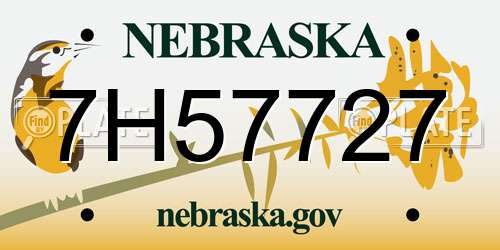7H57727 Nebraska License Plate