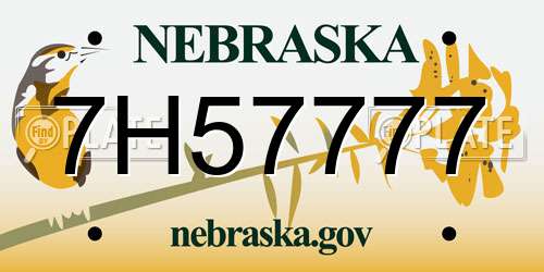 7H57777 Nebraska License Plate