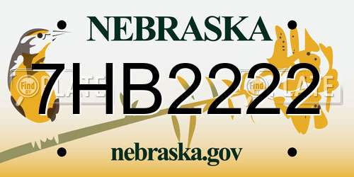 7HB2222 Nebraska License Plate