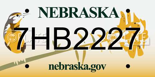7HB2227 Nebraska License Plate