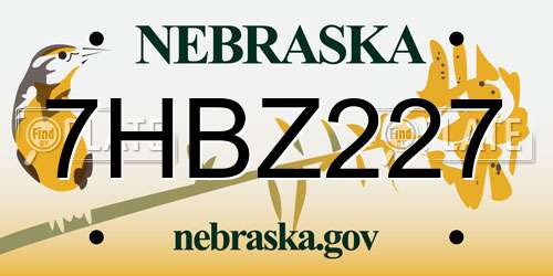 7HBZ227 Nebraska License Plate