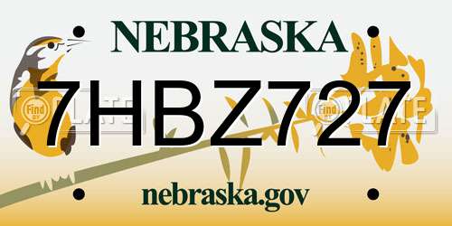 7HBZ727 Nebraska License Plate