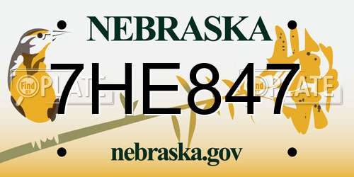 7HE847 Nebraska License Plate