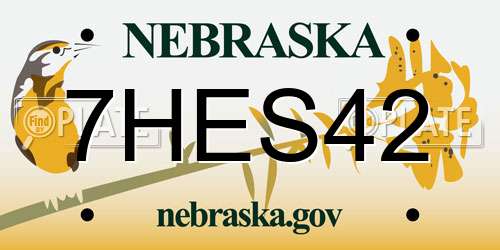 7HES42 Nebraska License Plate