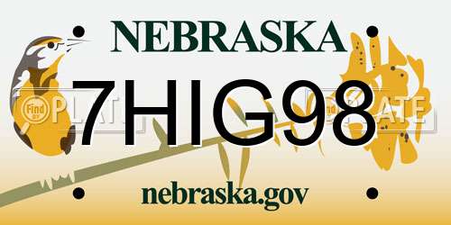 7HIG98 Nebraska License Plate