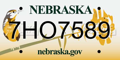 7HO7589 Nebraska License Plate