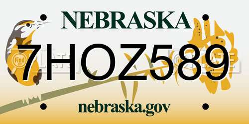 7HOZ589 Nebraska License Plate