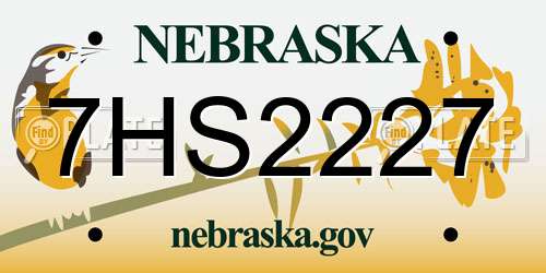 7HS2227 Nebraska License Plate