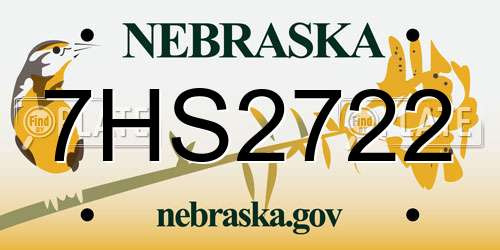 7HS2722 Nebraska License Plate