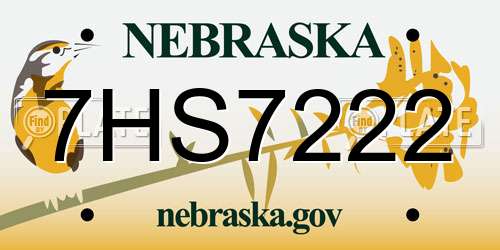 7HS7222 Nebraska License Plate