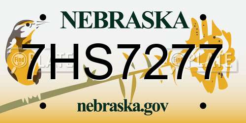 7HS7277 Nebraska License Plate