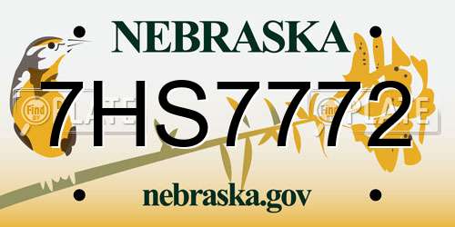 7HS7772 Nebraska License Plate
