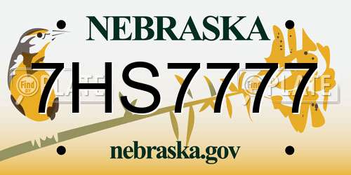 7HS7777 Nebraska License Plate
