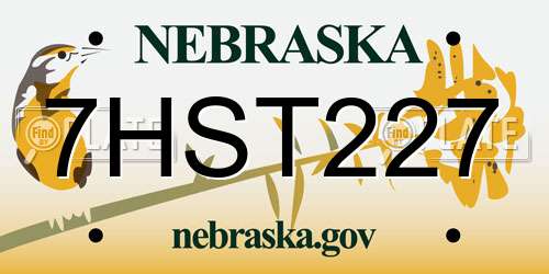 7HST227 Nebraska License Plate