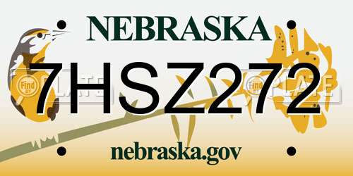 7HSZ272 Nebraska License Plate