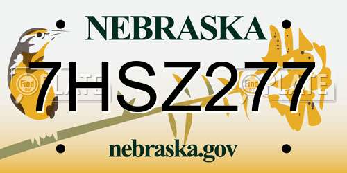 7HSZ277 Nebraska License Plate