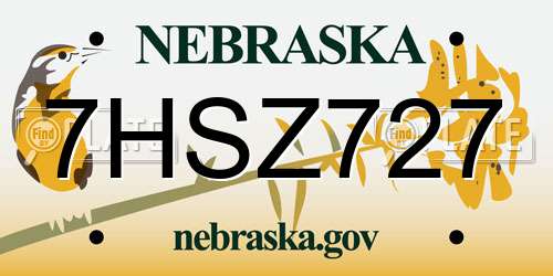 7HSZ727 Nebraska License Plate