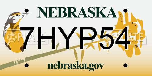 7HYP54 Nebraska License Plate