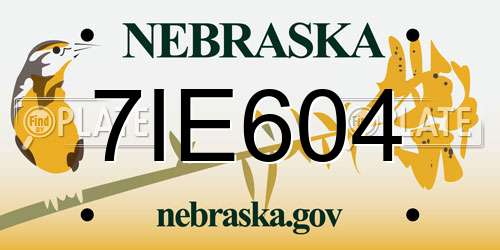 7IE604 Nebraska License Plate