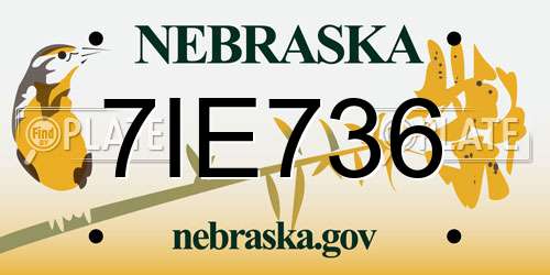 7IE736 Nebraska License Plate