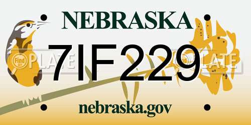 7IF229 Nebraska License Plate