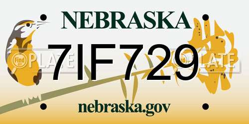 7IF729 Nebraska License Plate