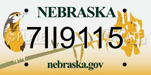 7II9115 Nebraska License Plate