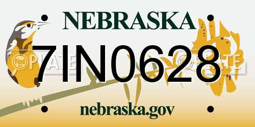 7IN0628 Nebraska License Plate