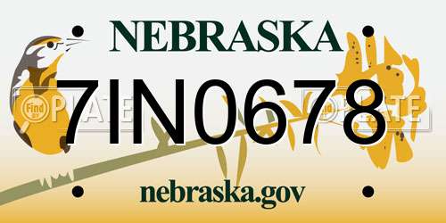 7IN0678 Nebraska License Plate