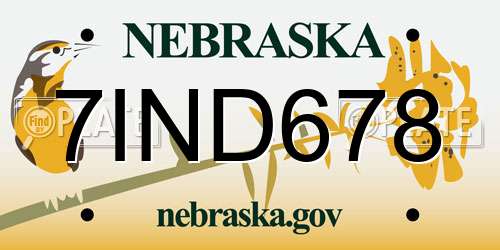 7IND678 Nebraska License Plate