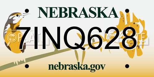 7INQ628 Nebraska License Plate