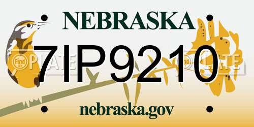 7IP9210 Nebraska License Plate