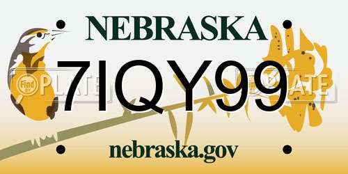 7IQY99 Nebraska License Plate
