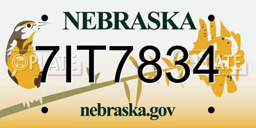 7IT7834 Nebraska License Plate