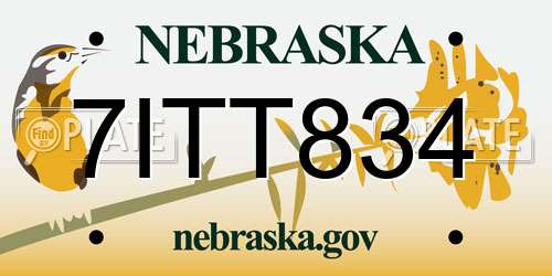 7ITT834 Nebraska License Plate