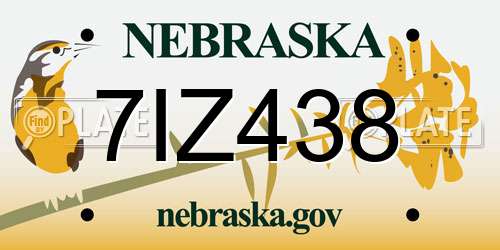 7IZ438 Nebraska License Plate