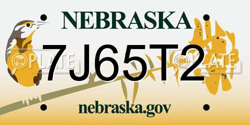 7J65T2 Nebraska License Plate