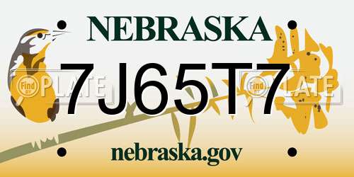 7J65T7 Nebraska License Plate