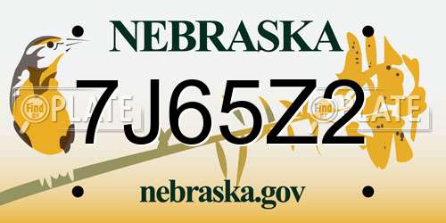 7J65Z2 Nebraska License Plate