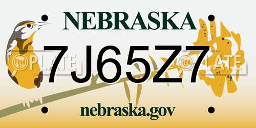 7J65Z7 Nebraska License Plate