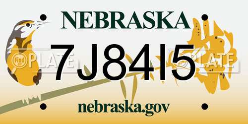 7J84I5 Nebraska License Plate