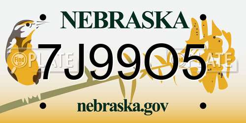 7J99O5 Nebraska License Plate
