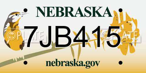 7JB415 Nebraska License Plate
