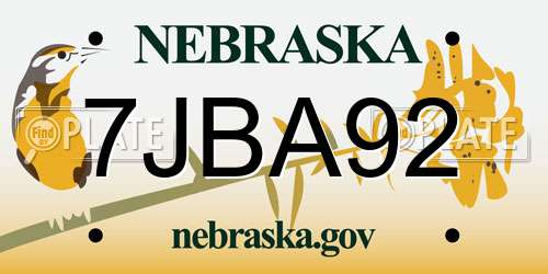 7JBA92 Nebraska License Plate
