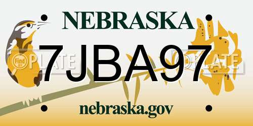 7JBA97 Nebraska License Plate