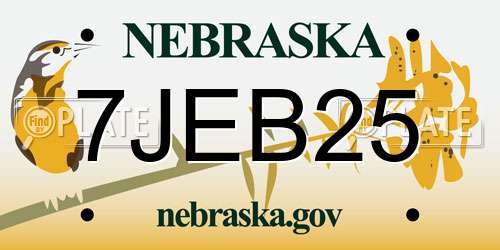 7JEB25 Nebraska License Plate