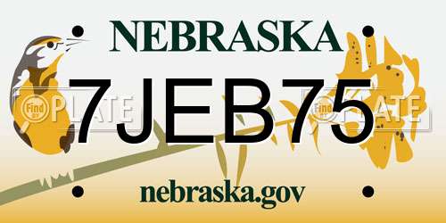 7JEB75 Nebraska License Plate
