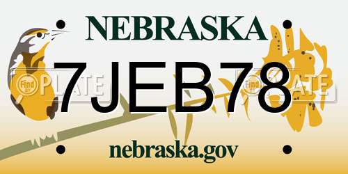 7JEB78 Nebraska License Plate